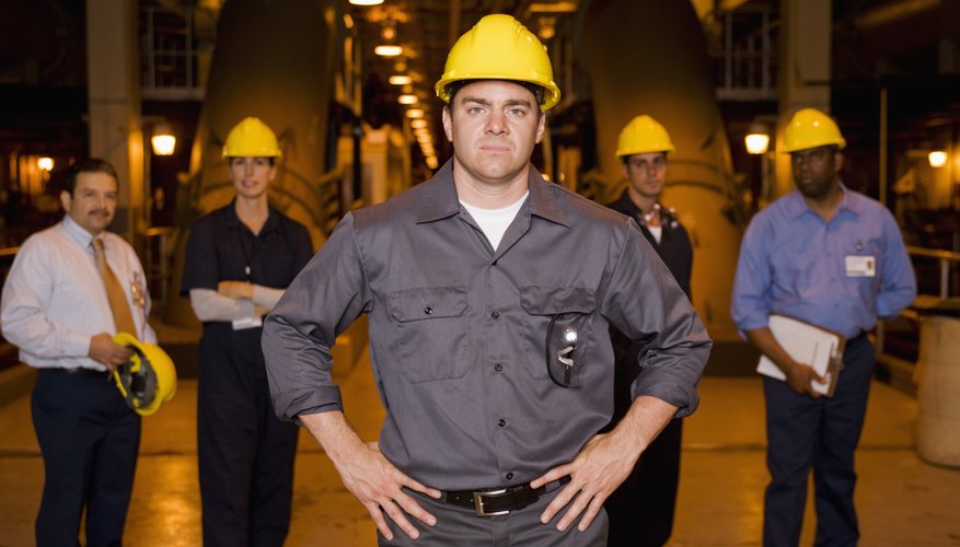 Group of workers in factory