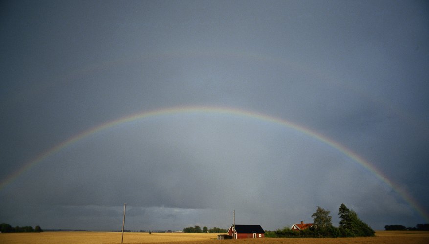 A rainbow is an arc of light we see after a sun shower. A rainbow is an arc of light we see after a sun shower.