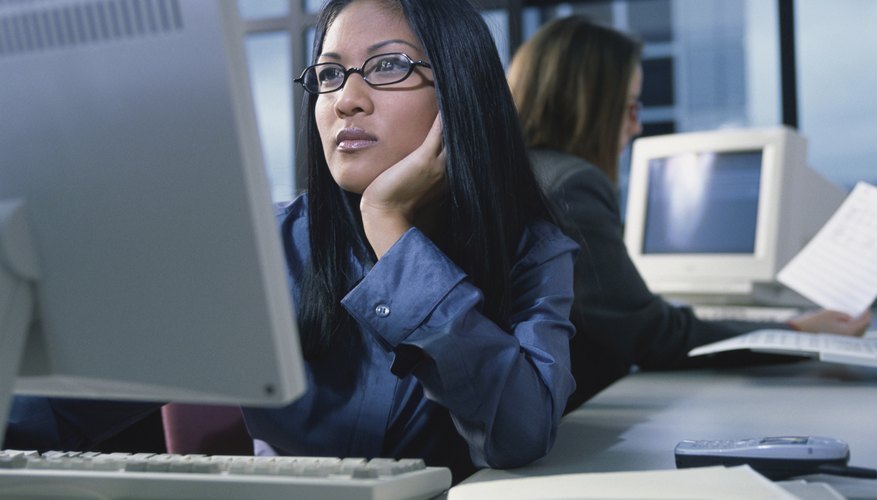 Young woman doing work online