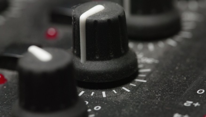 Control dials on sound equipment