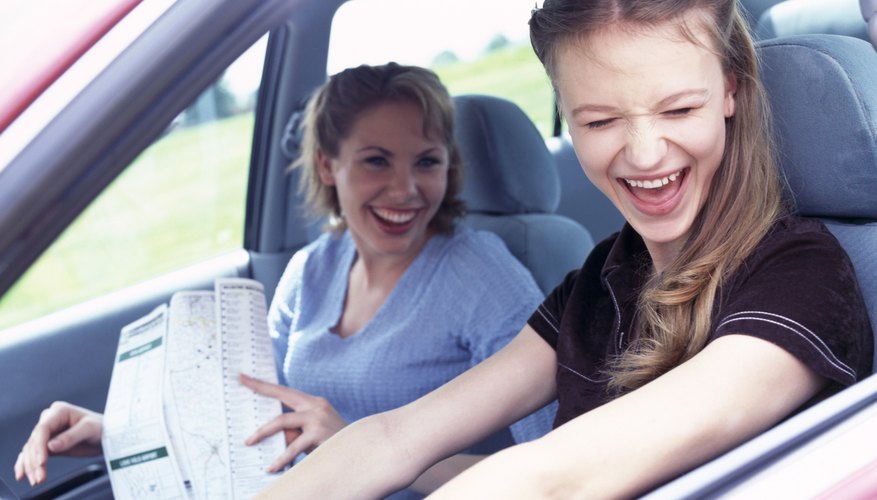 Mother and daughter in car