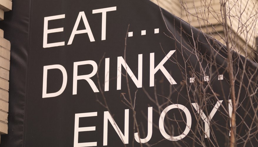 Message on restaurant canopy, Toronto, Ontario, Canada
