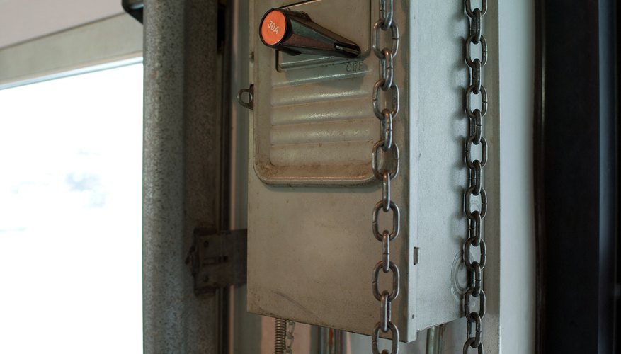 Close-up of controls for garage door