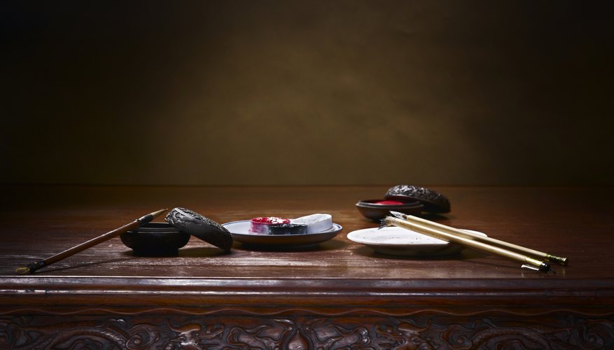 Chinese black ink is used for calligraphy. Chinese black ink is used for calligraphy.