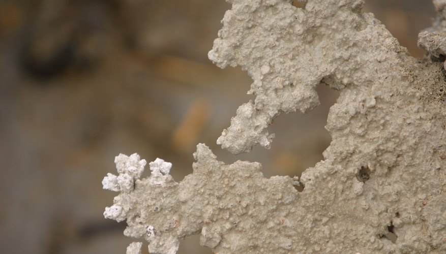Photo Credit: Jupiterimages/Photos.com/Getty Images Salt crystals form when a saline solution evaporates and leaves the salt behind.