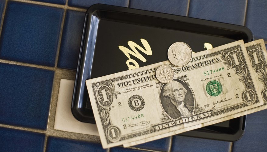 Money on bill tray