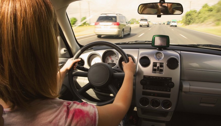 Woman driving car