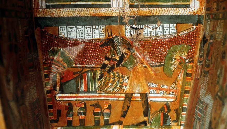 Egyptian wooden coffins could have intricate paintings. Egyptian wooden coffins could have intricate paintings.