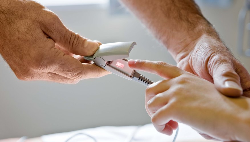 Low blood oxygen levels can be measured using a device known as an Low blood oxygen levels can be measured using a device known as an