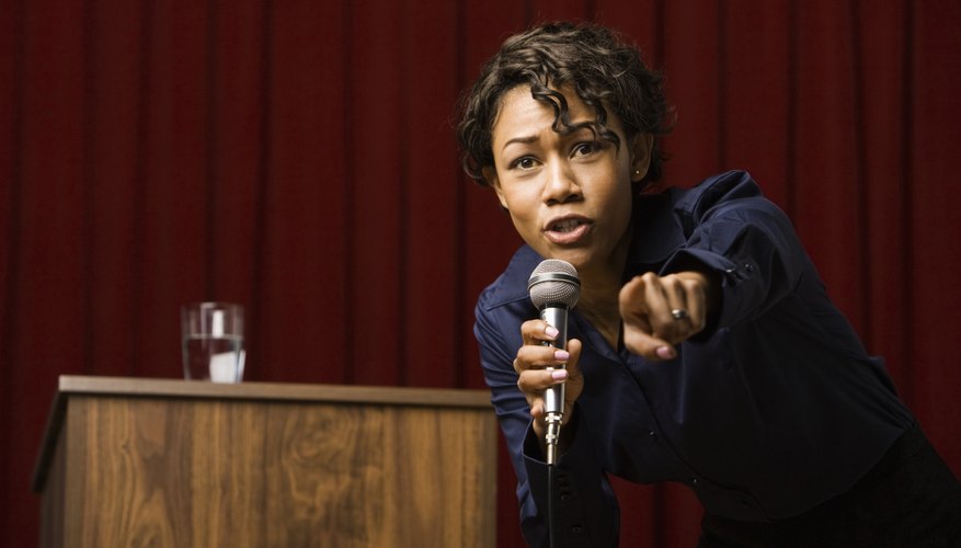 Photo Credit: Hill Street Studios/Blend Images/Getty Images Woman calling audience member on stage