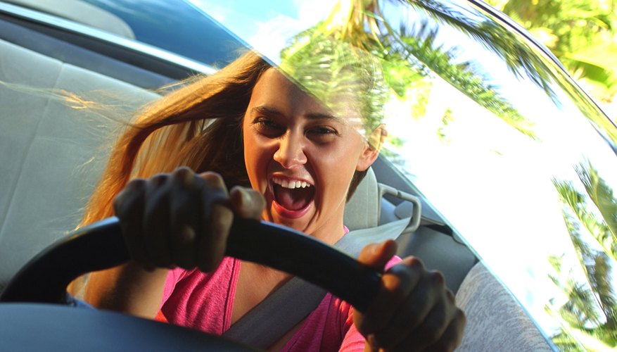 Photo, teenage girl driving, Color