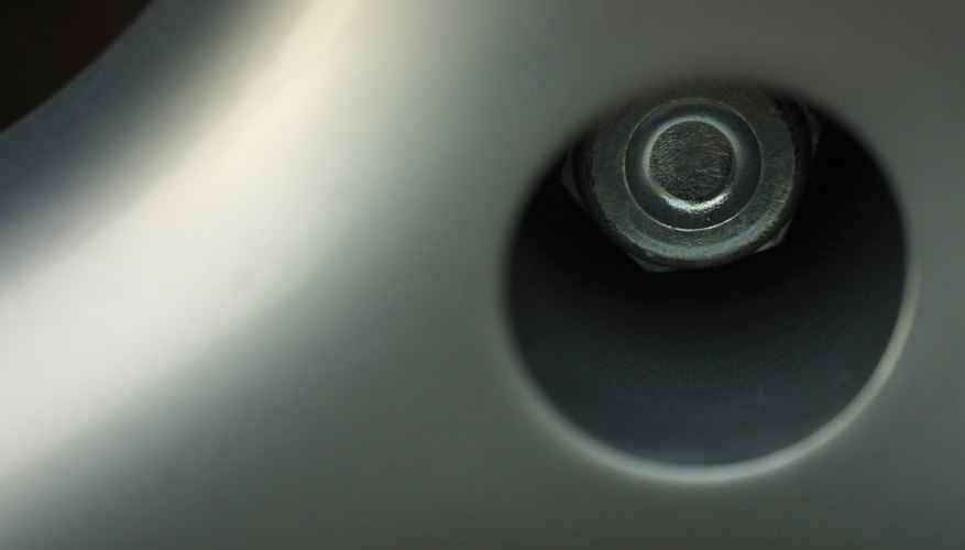 Closeup of bolt in wheel frame