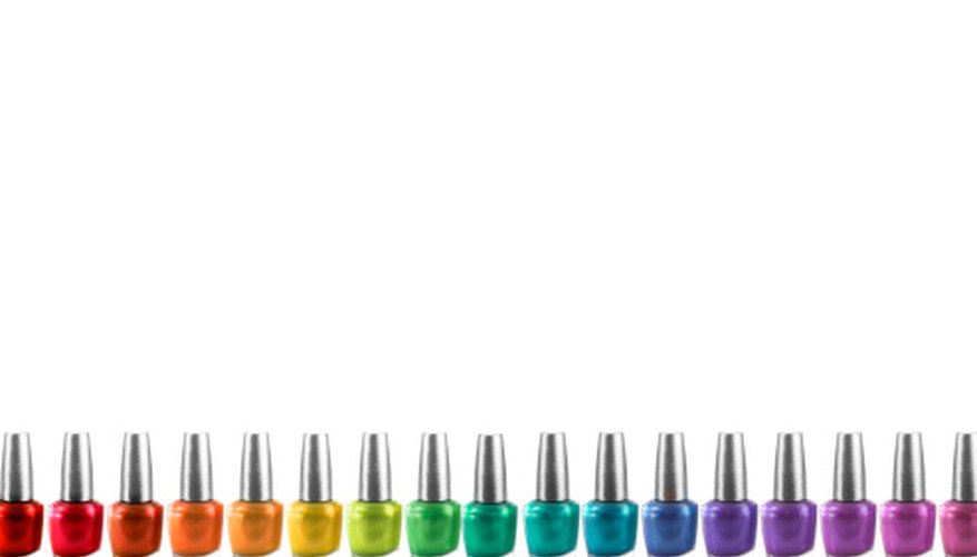 Photo Credit: Rebecca Van Ommen/Lifesize/Getty Images Nail polishes have different colors because their contents absorb different wavelengths of light.