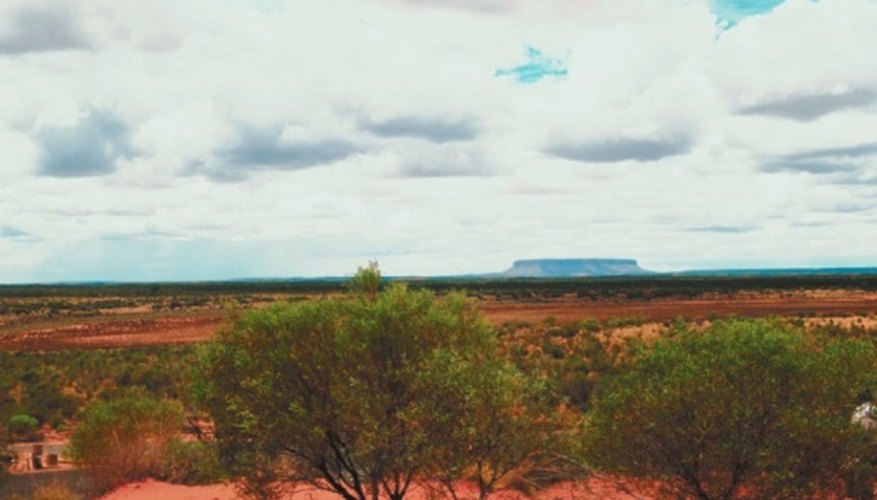 Photo Credit: Jupiterimages/Photos.com/Getty Images A large portion of Australia's interior is flat desert, called the Outback.