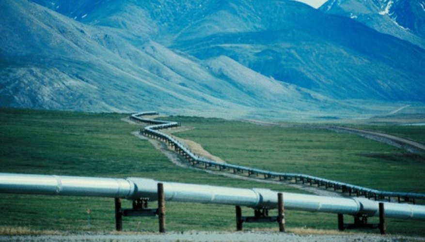 Photo Credit: Jupiterimages/Photos.com/Getty Images A picture of the Trans-Alaska Pipeline, one of the human uses of the tundra north of the Brooks Range.