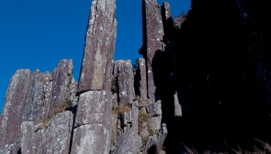 Photo Credit: Hemera Technologies/Photos.com/Getty Images Basalt flooded from volcanic vents cools in columnar formations.