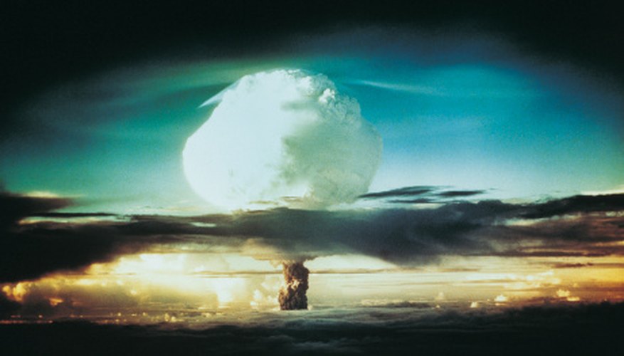 Photo Credit: Digital Vision./Photodisc/Getty Images Both fission and fusion reactions are options for nuclear bombs.