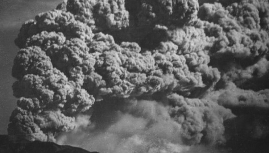 Photo Credit: Hulton Collection/Valueline/Getty Images Clouds of ash and steam can risemiles into the air during an eruption