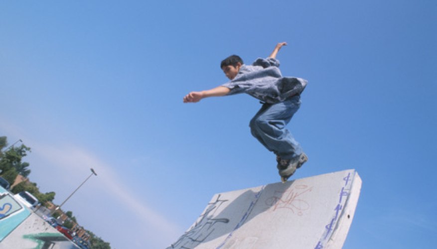 Photo Credit: Hemera Technologies/Photos.com/Getty Images The length of a ramp depends on its height and the length of the ground beneath it.