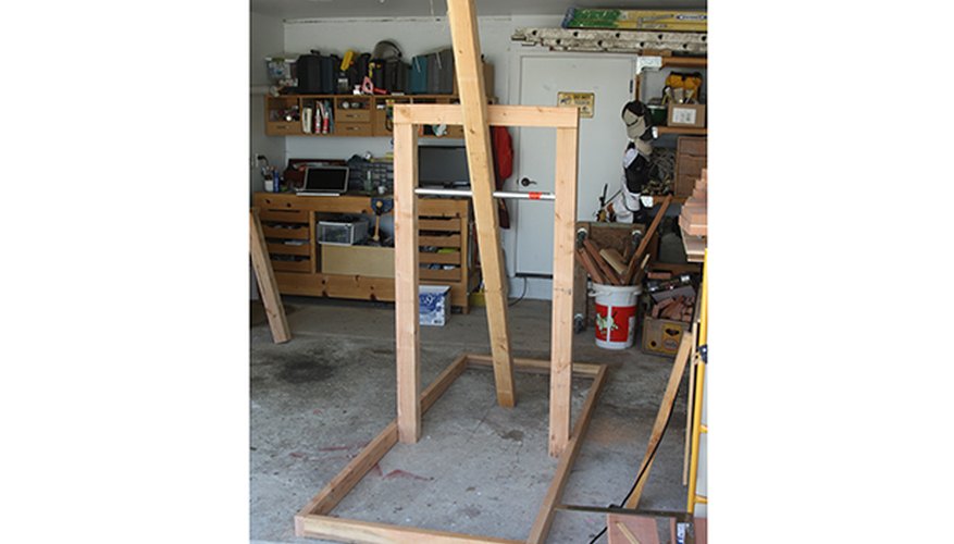 Assembled structure with pipe threaded through 4x4s. Assembled structure with pipe threaded through 4x4s.