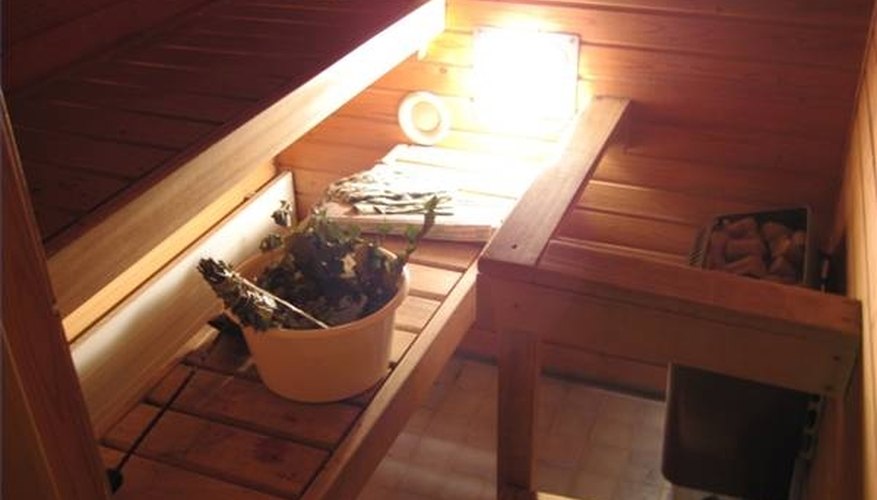 Infrared heat lamp in a dry sauna