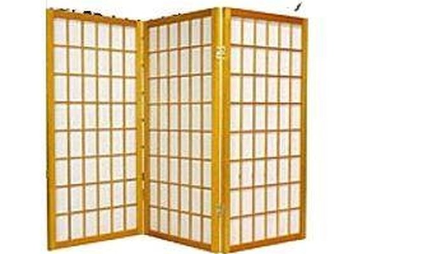 A large traditional shoji screen with three panels A large traditional shoji screen with three panels