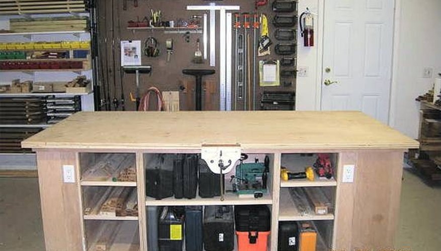 A big, sturdy shop workbench. A big, sturdy shop workbench.