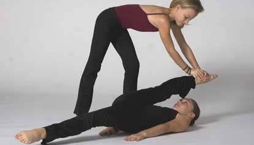 Buddy stretches increase flexibility quickly and are often used by dancers, cheerleaders and gymnasts. Buddy stretches increase flexibility quickly and are often used by dancers, cheerleaders and gymnasts.