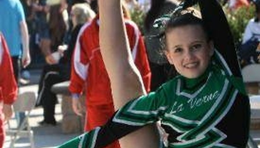 This cheerleader is ready to take her bow airborne. This cheerleader is ready to take her bow airborne.
