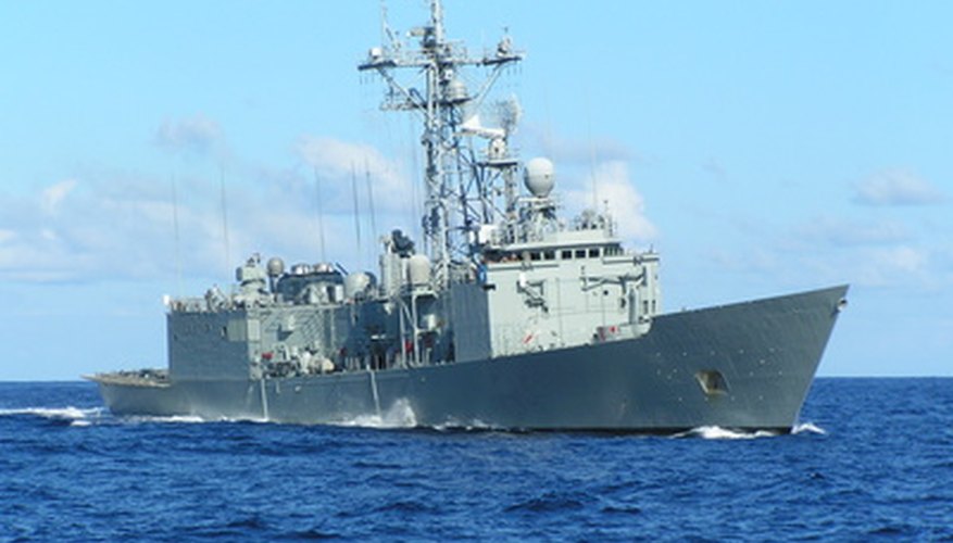 Photo Credit: warship image by Tomasz Cebo from <a href='http://www.fotolia.com'>Fotolia.com</a> Regardless of the powerplant, Navy piping infrastructures require damage control systems including patching.