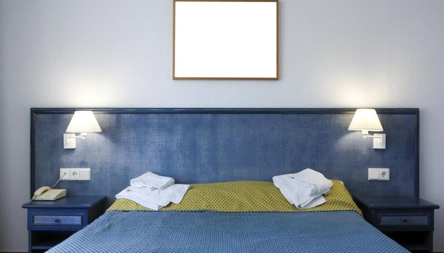 Bedroom with baby blue wall. Bedroom with baby blue wall.