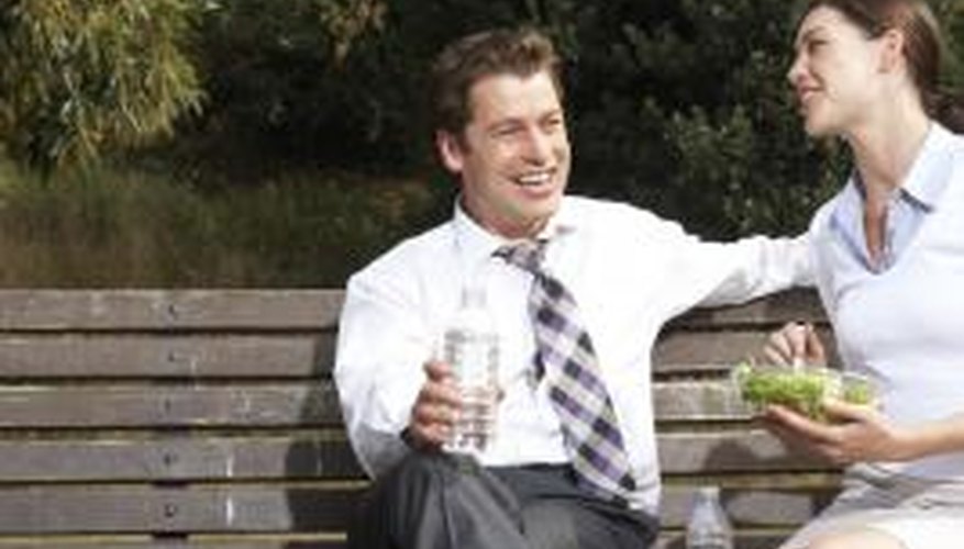 Find a bench near the office for a lunch-hour date. Find a bench near the office for a lunch-hour date.
