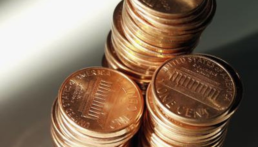 Piles of pennies. Piles of pennies.