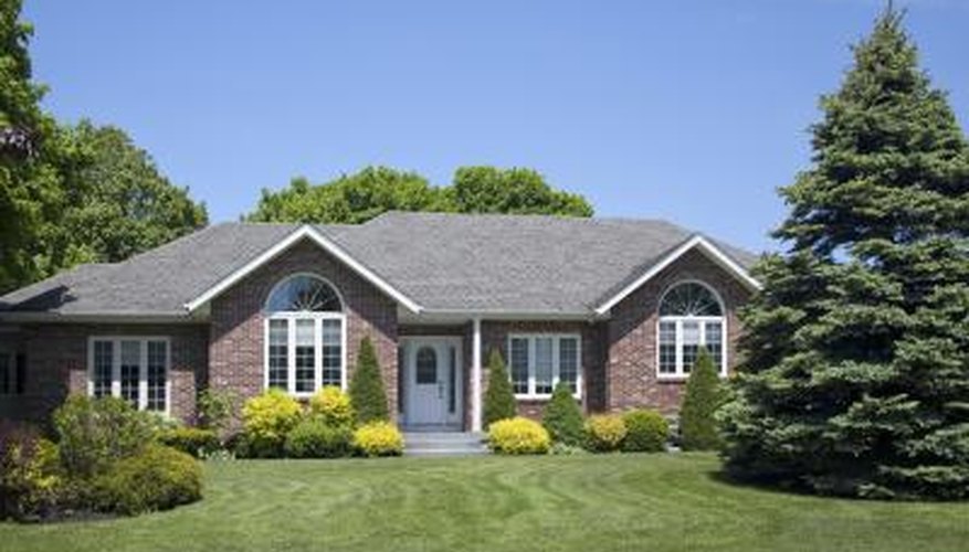 Brick homes in older suburban neighborhoods reflect a conservative choice in brick and roof colors. Brick homes in older suburban neighborhoods reflect a conservative choice in brick and roof colors.