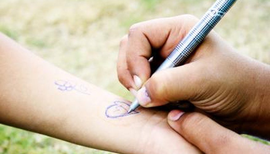 Draw hearts on body. Draw hearts on body.