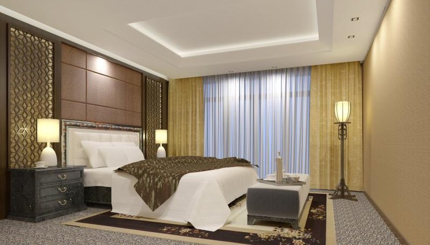 Bedroom with jewel toned walls. Bedroom with jewel toned walls.