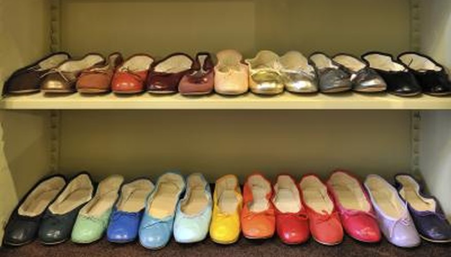 Shelves filled with shoes. Shelves filled with shoes.