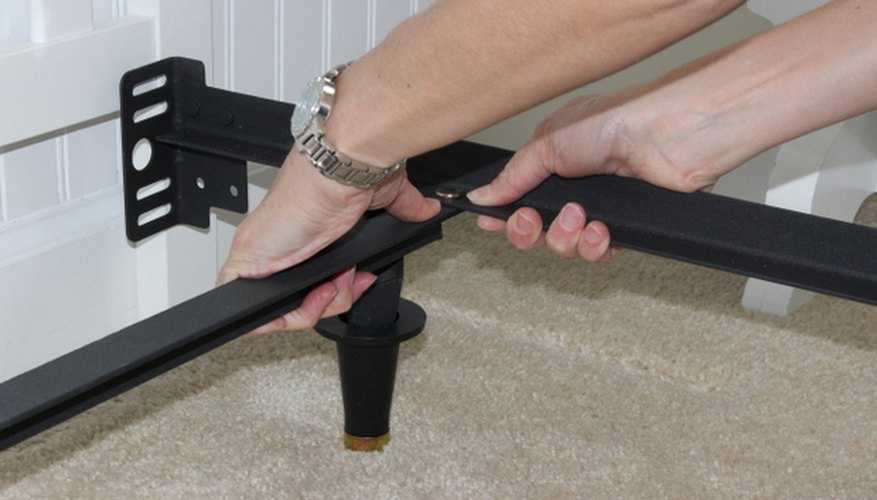 Metal bed frames adjust to any mattress size. Metal bed frames adjust to any mattress size.