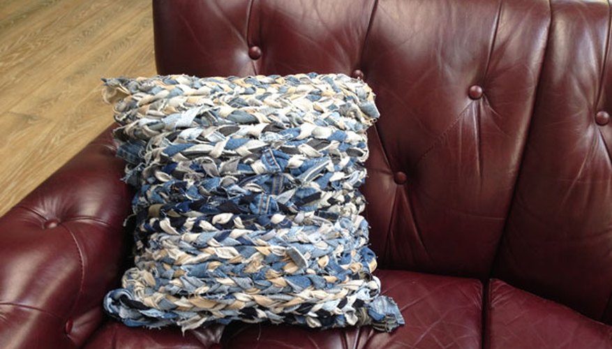 Diy Reclaimed Braided Denim Throw Pillows Our Pastimes