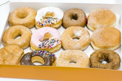 A box filled with donuts