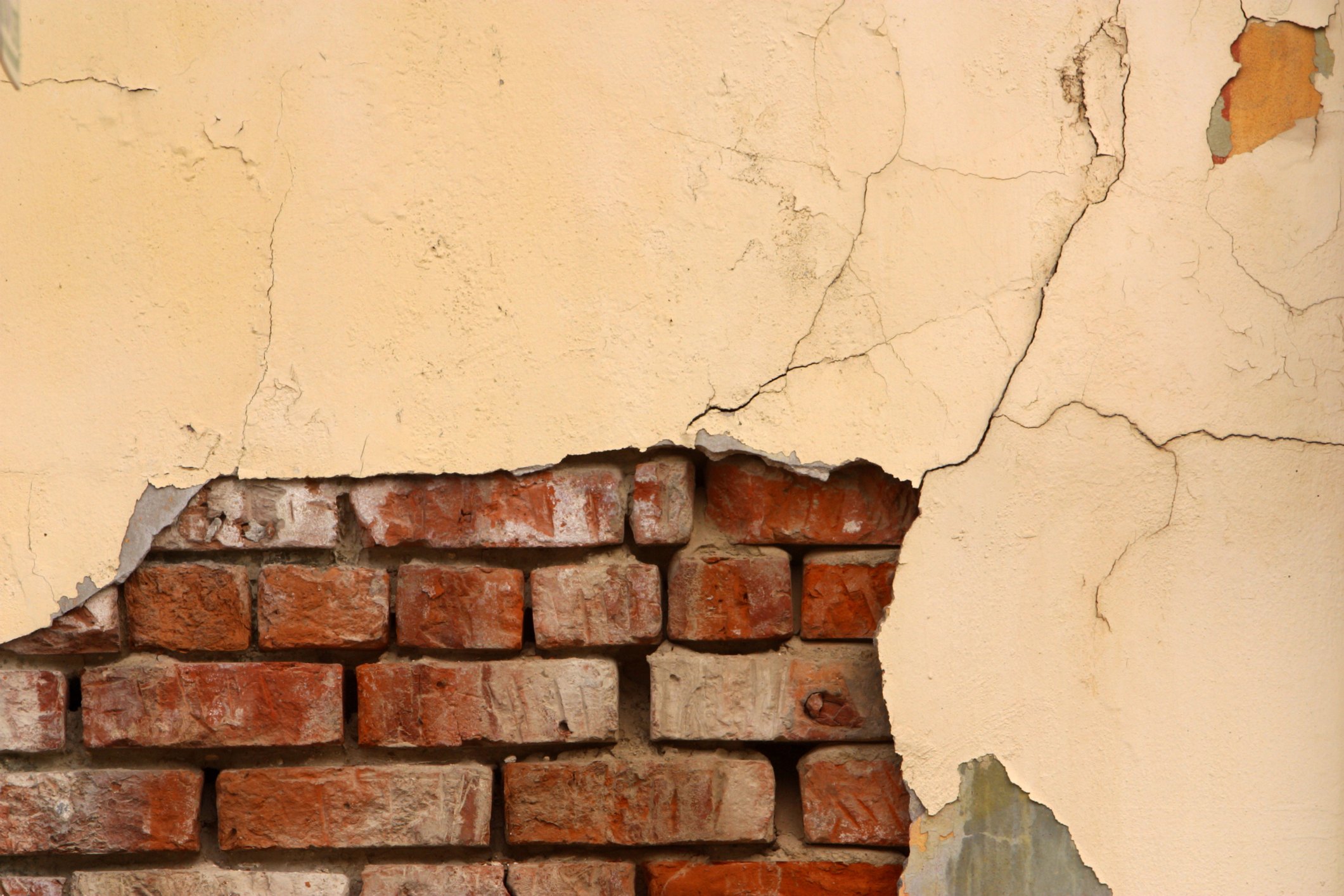 Plaster brick wall